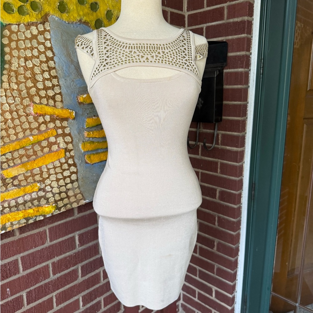 Bebe Cream Knit Bodycon Dress - Picture 10 of 11